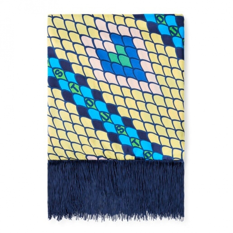 Tous Triangular Polyester Lamba Foulards Navy Gelb | Österreich-OZUVRD250