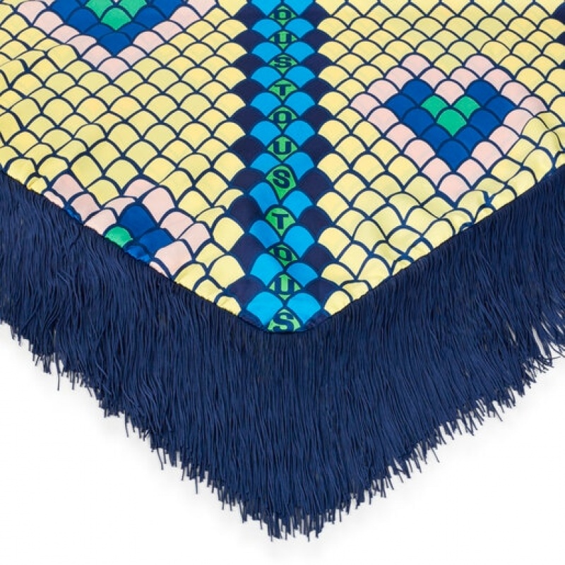 Tous Triangular Polyester Lamba Foulards Navy Gelb | Österreich-OZUVRD250