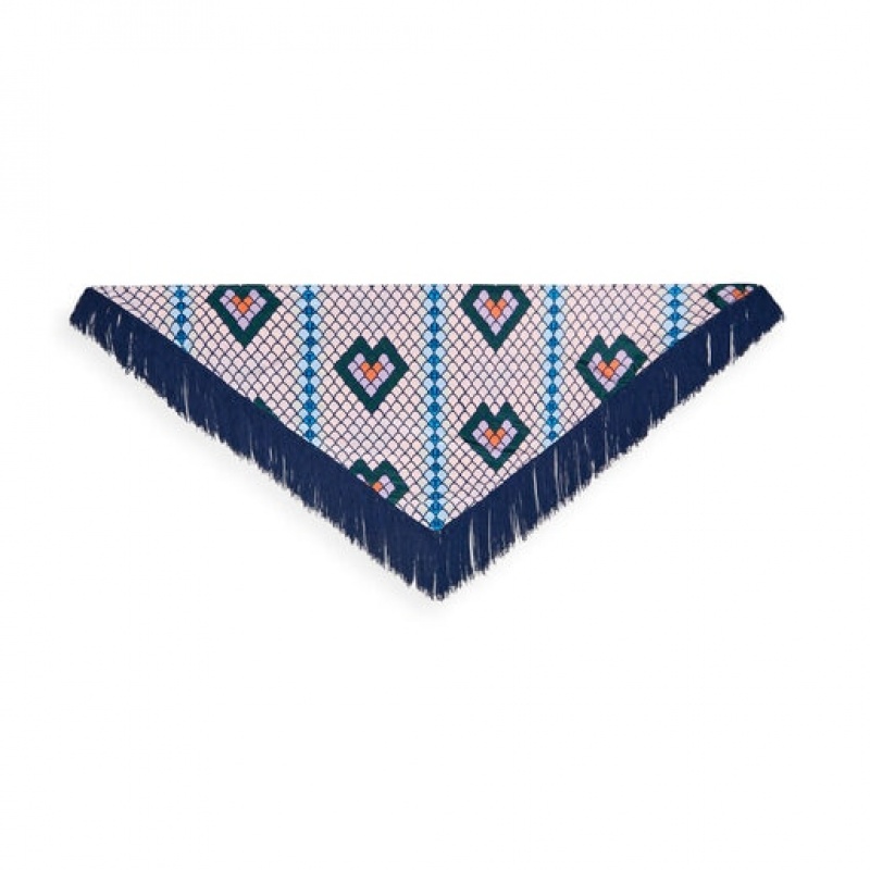 Tous Triangular Polyester Lamba Foulards Navy Gelb | Österreich-OZUVRD250