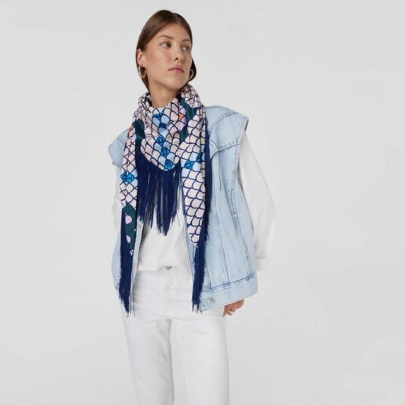 Tous Triangular Polyester Lamba Foulards Navy Gelb | Österreich-OZUVRD250