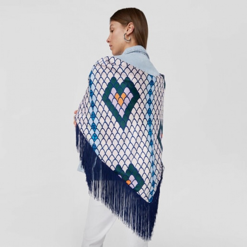Tous Triangular Polyester Lamba Foulards Navy Gelb | Österreich-OZUVRD250