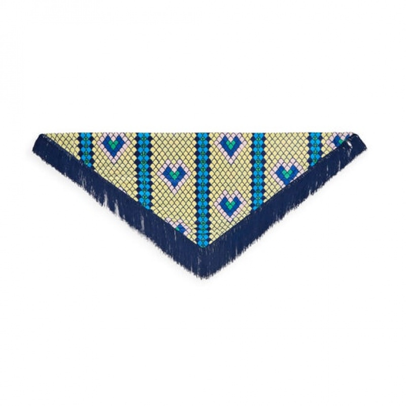Tous Triangular Polyester Lamba Foulards Navy Gelb | Österreich-OZUVRD250