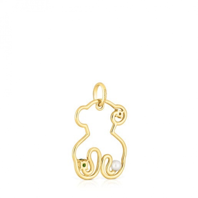 Tous Tsuri Bear With Gemstones Anhänger Gold | Österreich-QGSAOZ524