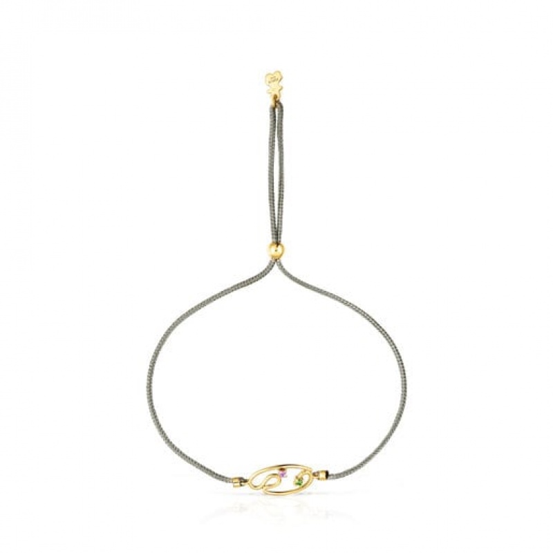 Tous Tsuri Nylon With Gemstones Armband Grau Gold | Österreich-TEJWIC481