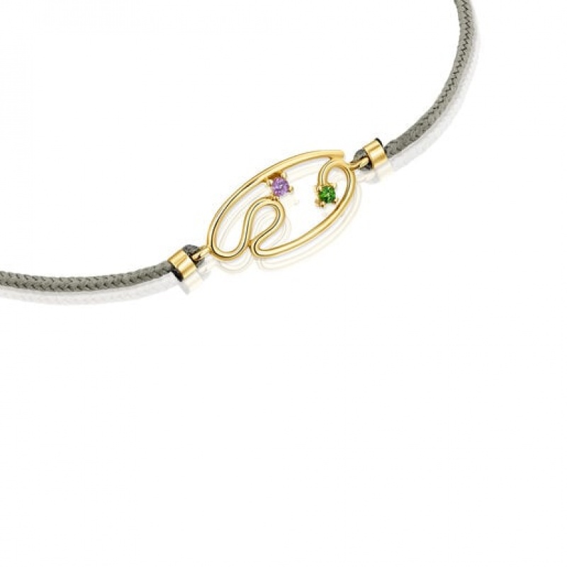 Tous Tsuri Nylon With Gemstones Armband Grau Gold | Österreich-TEJWIC481