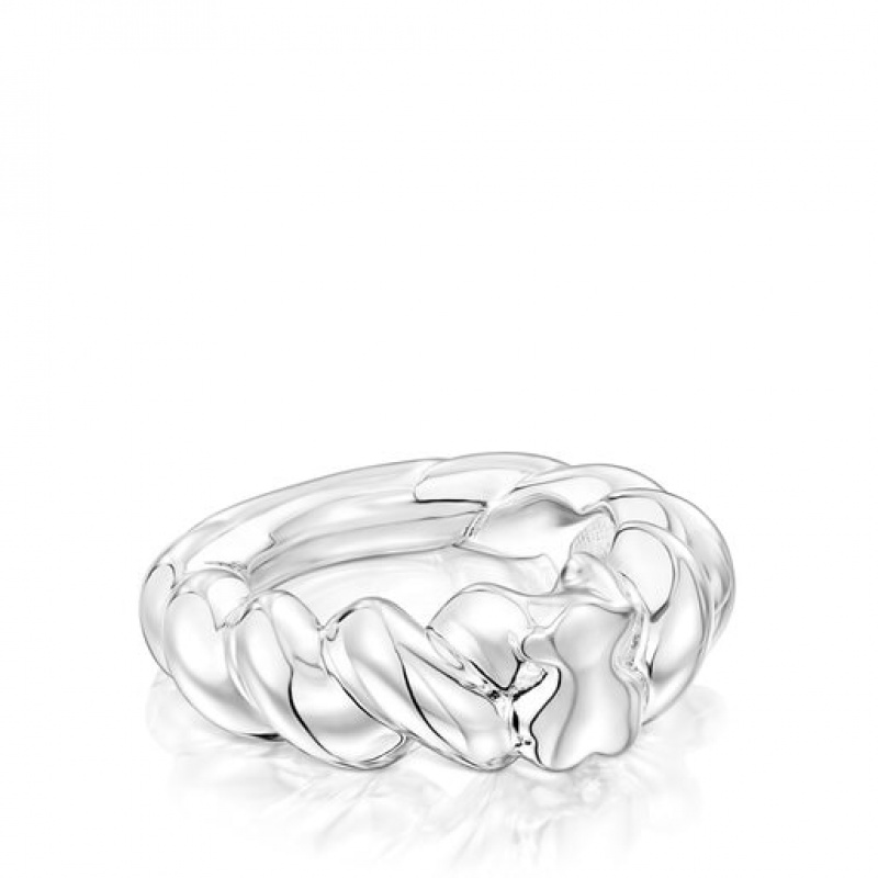 Tous Twisted Braided Bear Motif Ring Silber | Österreich-VWOYUZ048