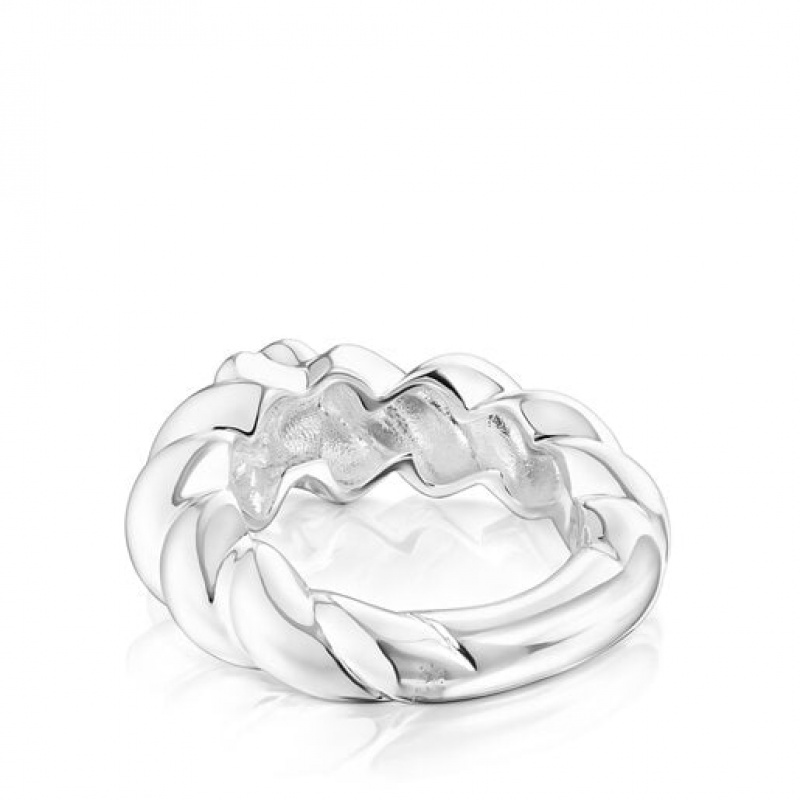Tous Twisted Braided Bear Motif Ring Silber | Österreich-VWOYUZ048