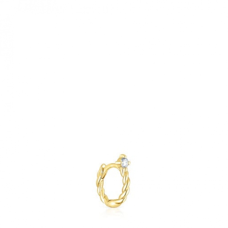 Tous Twisted Hoop With Diamond Ohrringe Gold | Österreich-IXWSLN891