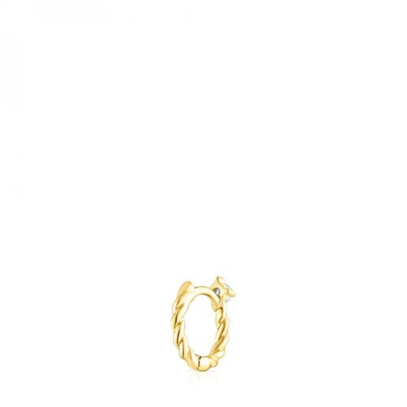 Tous Twisted Hoop With Diamond Ohrringe Gold | Österreich-IXWSLN891