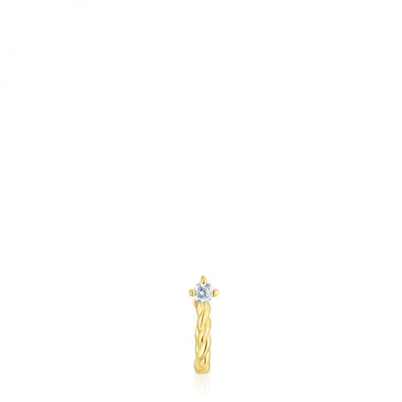 Tous Twisted Hoop With Diamond Ohrringe Gold | Österreich-IXWSLN891