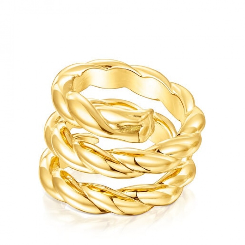 Tous Twisted Triple Braided Ring Gold | Österreich-LVWDNB653