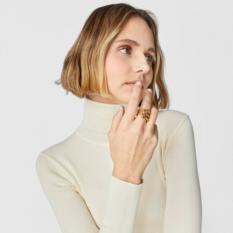 Tous Twisted Triple Braided Ring Gold | Österreich-LVWDNB653