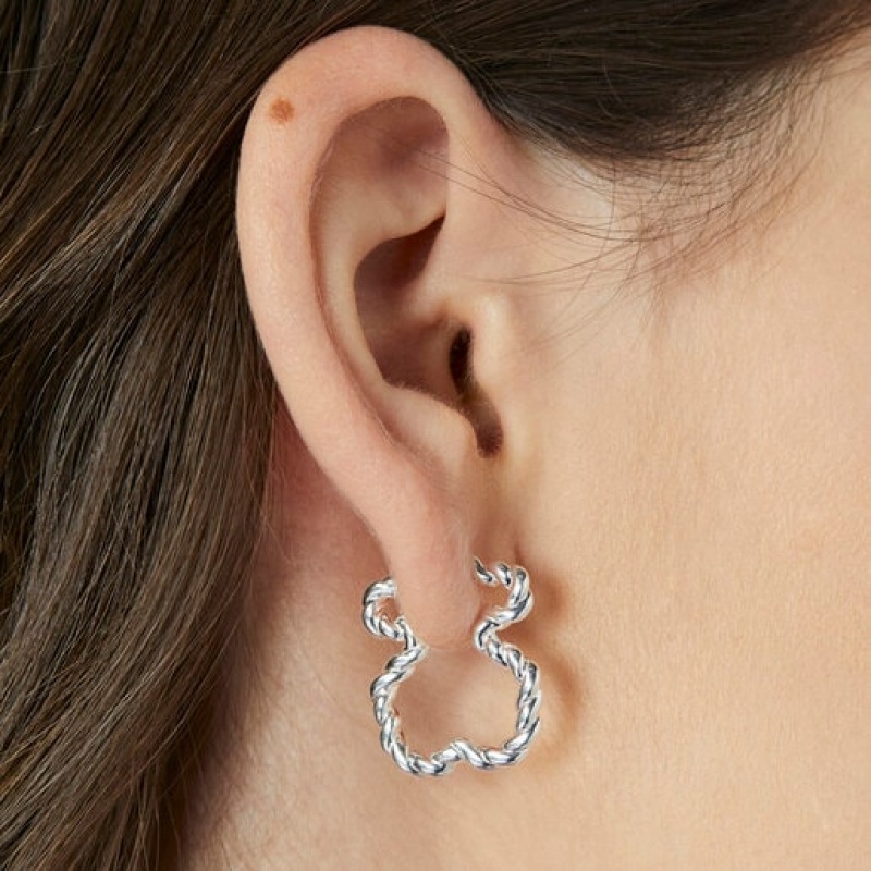 Tous Twisted With Bear Silhouette Ohrringe Silber | Österreich-EQTMIS756