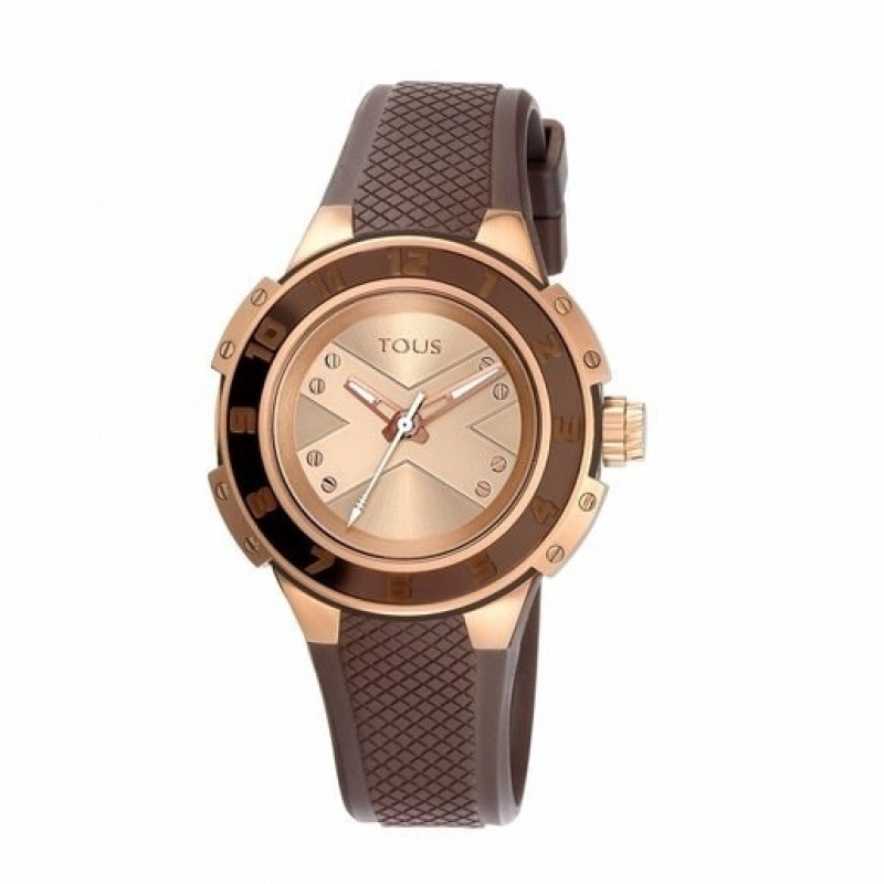 Tous Two Tone Brown Steel Xtous Lady With Brown Silikon Riemen Uhren Braun Rosa Gold | Österreich-VBEAYG421