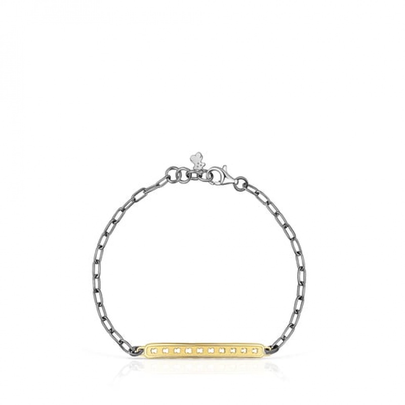 Tous Two-tone Bear Row With Bear Silhouettes Armband Gold Silber | Österreich-XKNLJY632