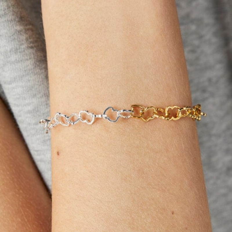 Tous Two-tone Carrusel Bear-motif Armband Gold Silber | Österreich-LANMPX790