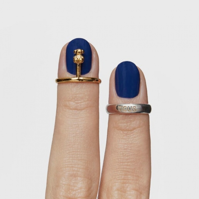 Tous Two-tone Set With Bear Motif Logo Claws Ring Gold | Österreich-PTFEVZ497