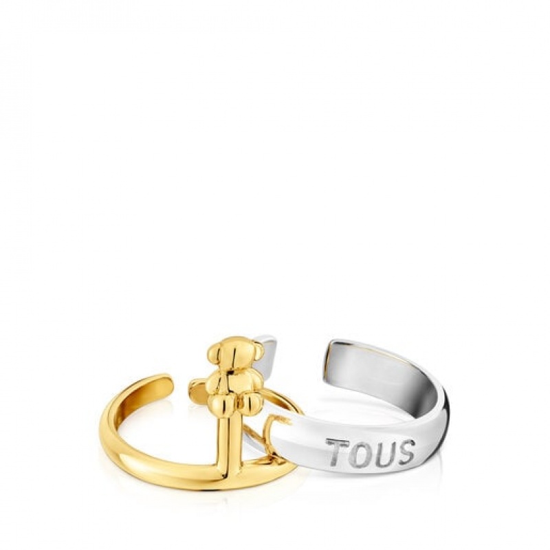 Tous Two-tone Set With Bear Motif Logo Claws Ring Gold | Österreich-PTFEVZ497