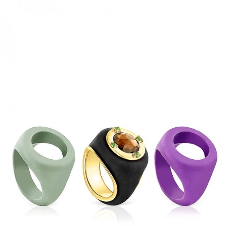 Tous Virtual garden Signet Set With Smoky Quartz Ring Mehrfarbig | Österreich-XPWKHY046