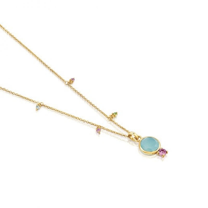 Tous Virtual garden With Chalcedony Gemstones Halskette Gold | Österreich-LXPOGB725