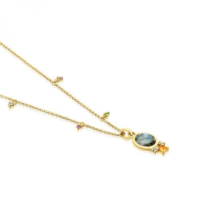 Tous Virtual garden With Labradorite Gemstones Halskette Gold | Österreich-ETYNMO310