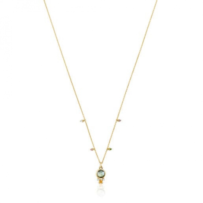Tous Virtual garden With Labradorite Gemstones Halskette Gold | Österreich-ETYNMO310