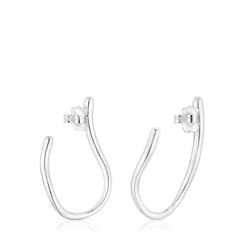 Tous Wave-shaped Hoop New Hav Ohrringe Silber | Österreich-GJMLBQ075