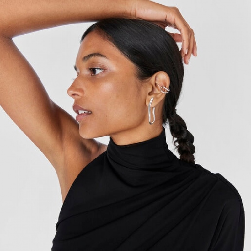 Tous Wave-shaped Hoop New Hav Ohrringe Silber | Österreich-GJMLBQ075