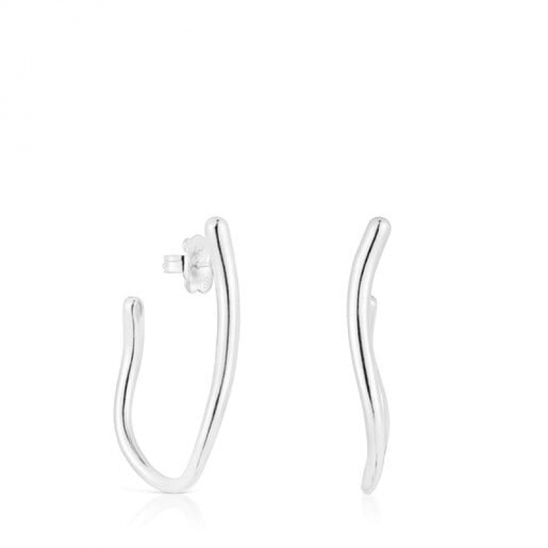 Tous Wave-shaped Hoop New Hav Ohrringe Silber | Österreich-GJMLBQ075
