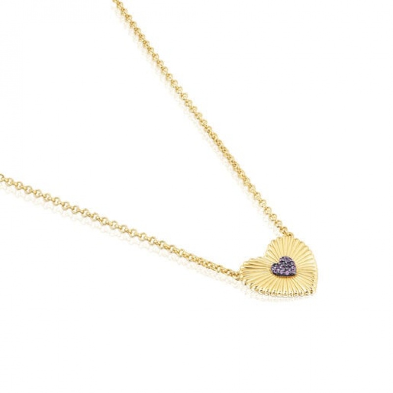 Tous With Rhodolite Heart Iris Motif Halskette Gold | Österreich-EBRHKY394