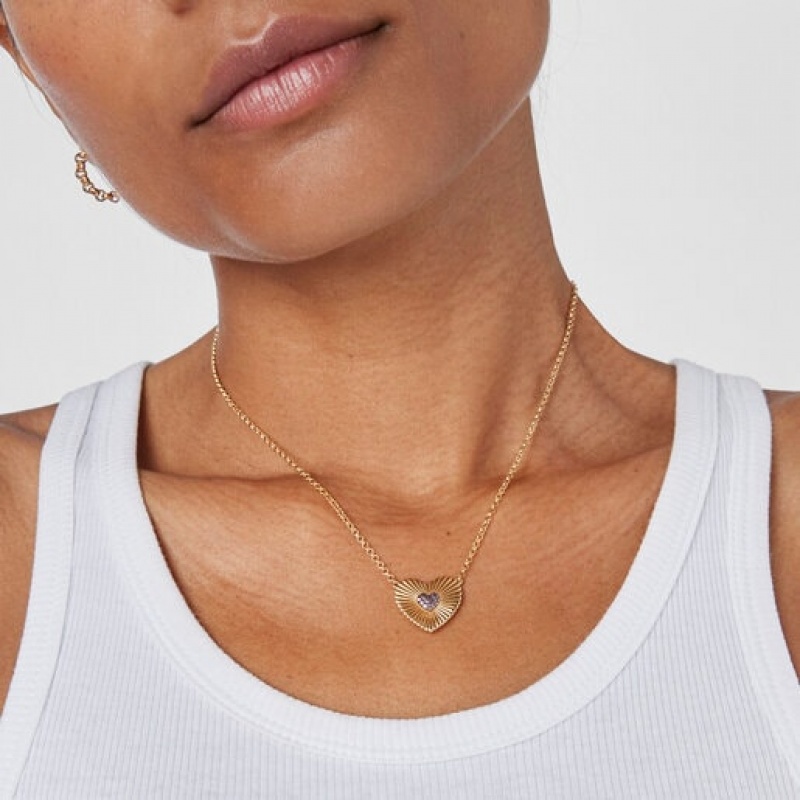 Tous With Rhodolite Heart Iris Motif Halskette Gold | Österreich-EBRHKY394