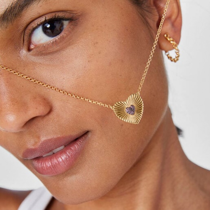 Tous With Rhodolite Heart Iris Motif Halskette Gold | Österreich-EBRHKY394