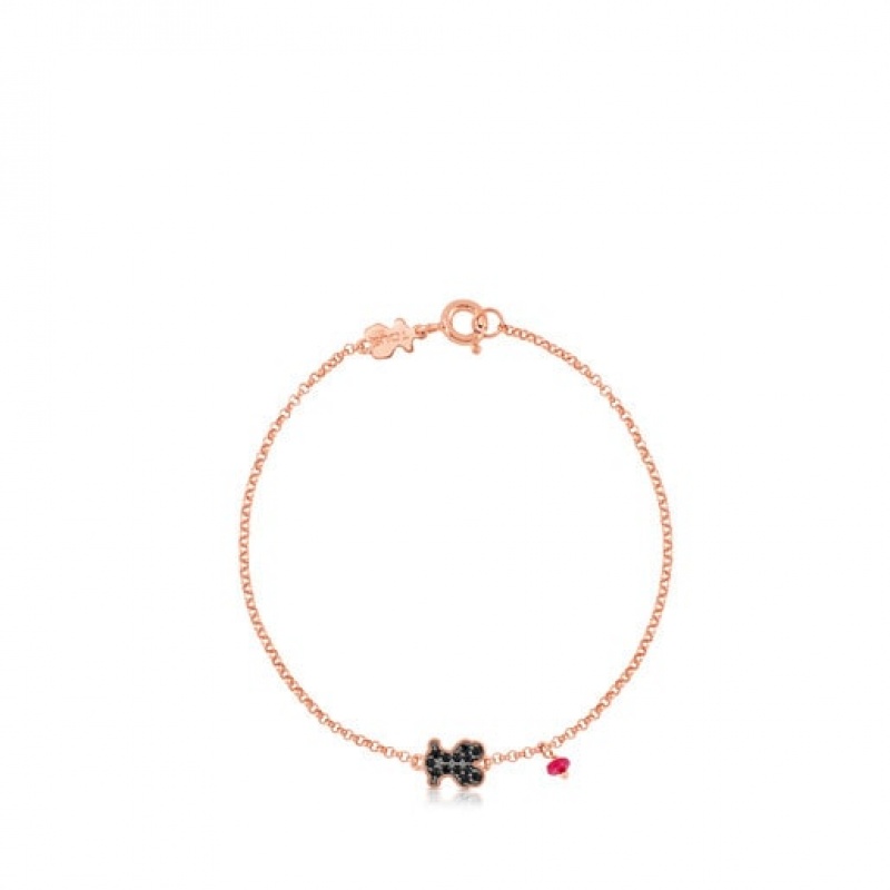 Tous With Spinel Ruby Bear Motif Motif Armband Rosa Gold | Österreich-CJHTNX269
