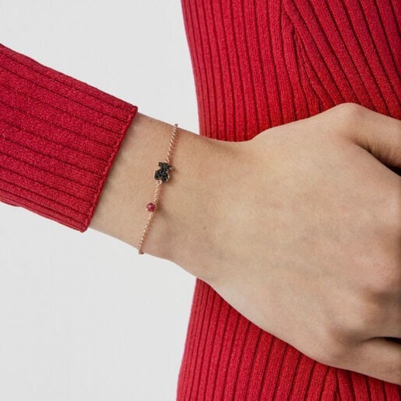 Tous With Spinel Ruby Bear Motif Motif Armband Rosa Gold | Österreich-CJHTNX269