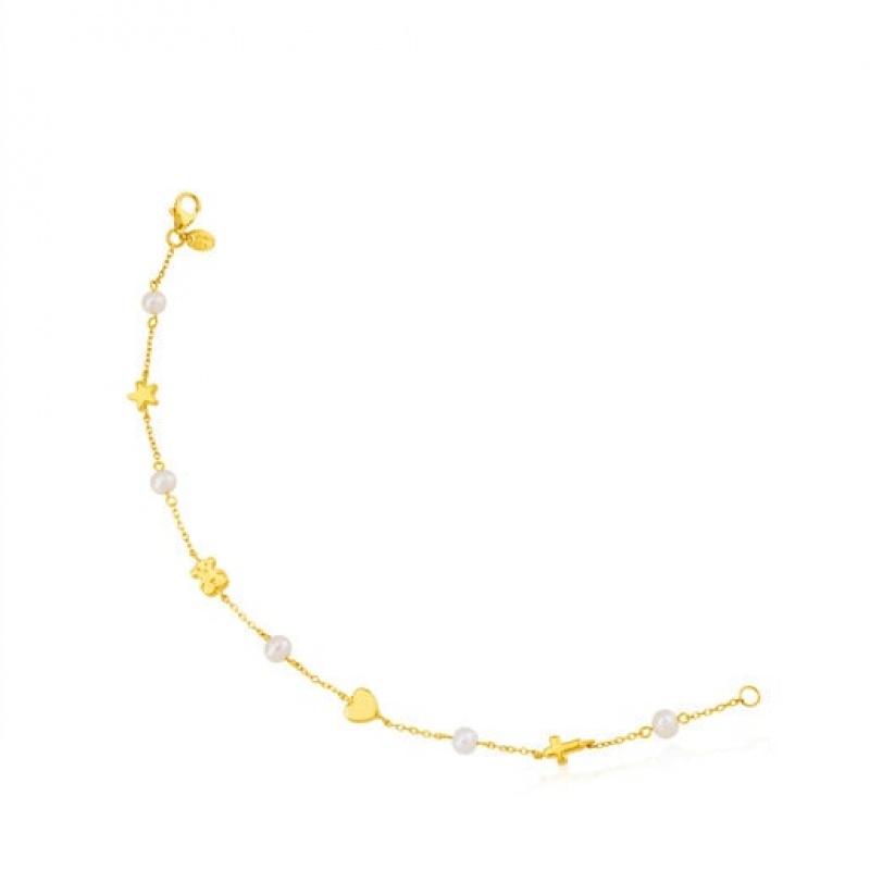 Tous Xxs With Pearls Bear Star Heart Cross Motifs Sweet Dolls Armband Gold | Österreich-QHVJUB854